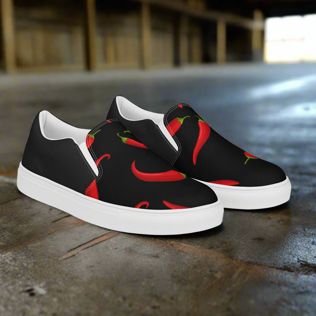 Women’s Slip-on Canvas Shoes Hot Chili Print Half-Tone