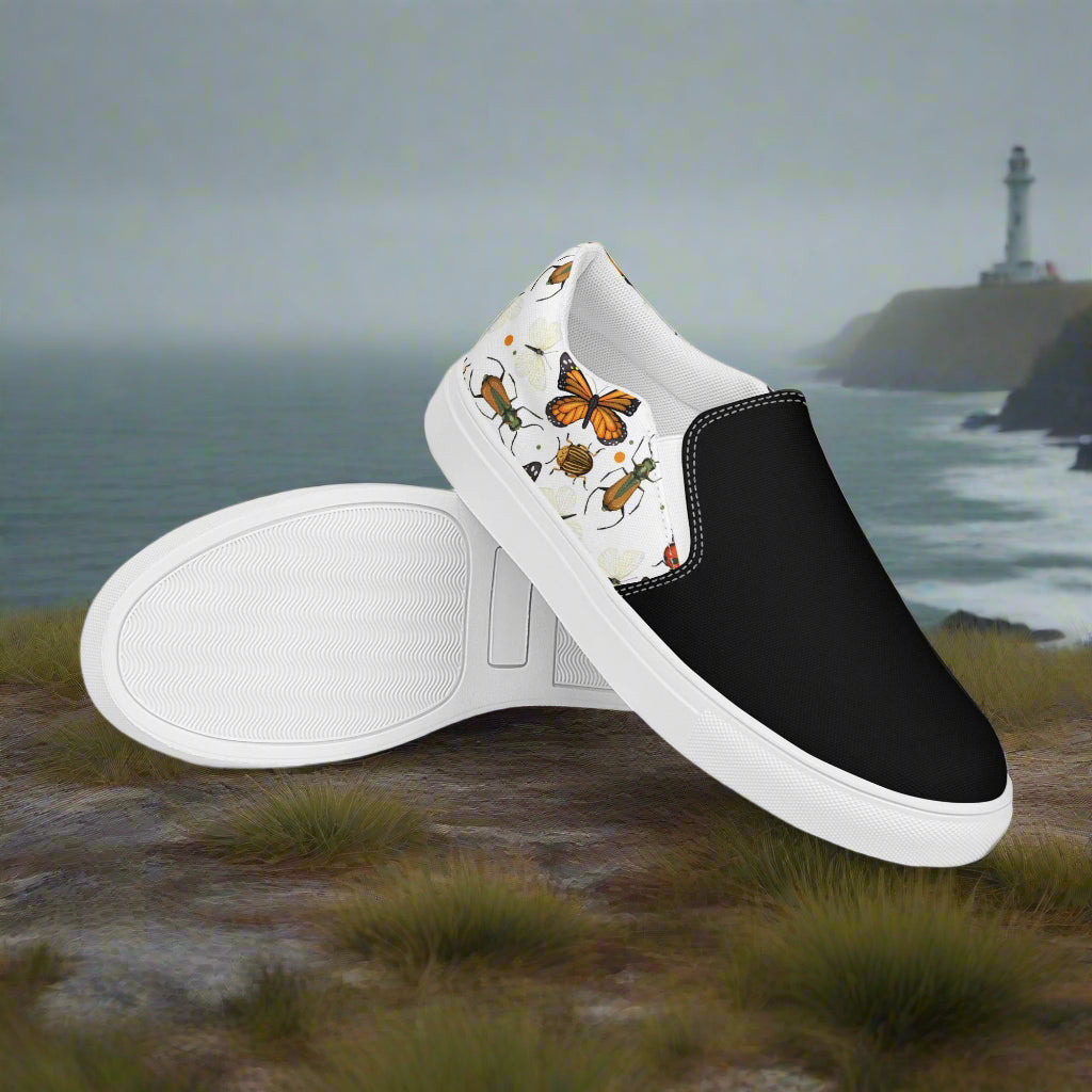 Women’s Slip-on Canvas Shoes Animal Print Monarch Butterfly Two-Tone