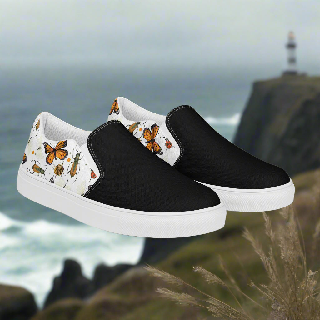 Women’s Slip-on Canvas Shoes Animal Print Monarch Butterfly Two-Tone