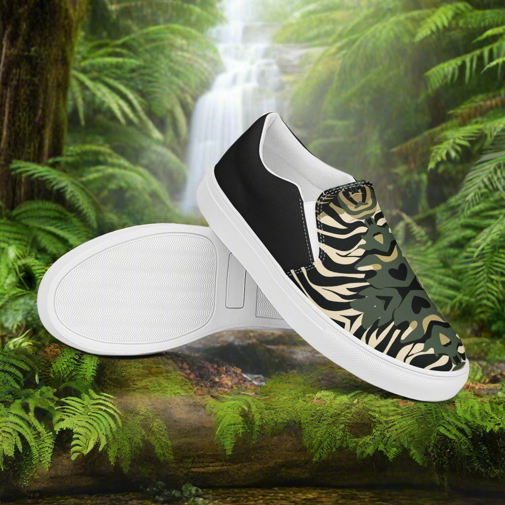 Women’s Slip-on Canvas Shoes Zebra Leaf Halftone