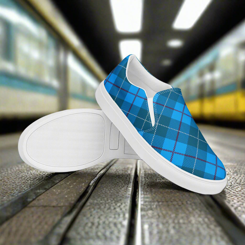 Blue Plaid Women’s Slip-On Canvas Sneakers