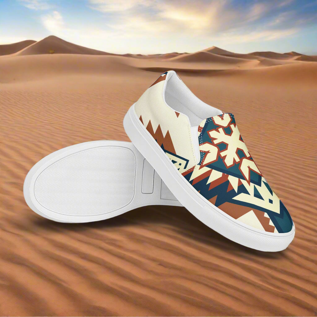 Southwest Pattern Women’s Custom Slip-on Sneakers Native American Geometric Design