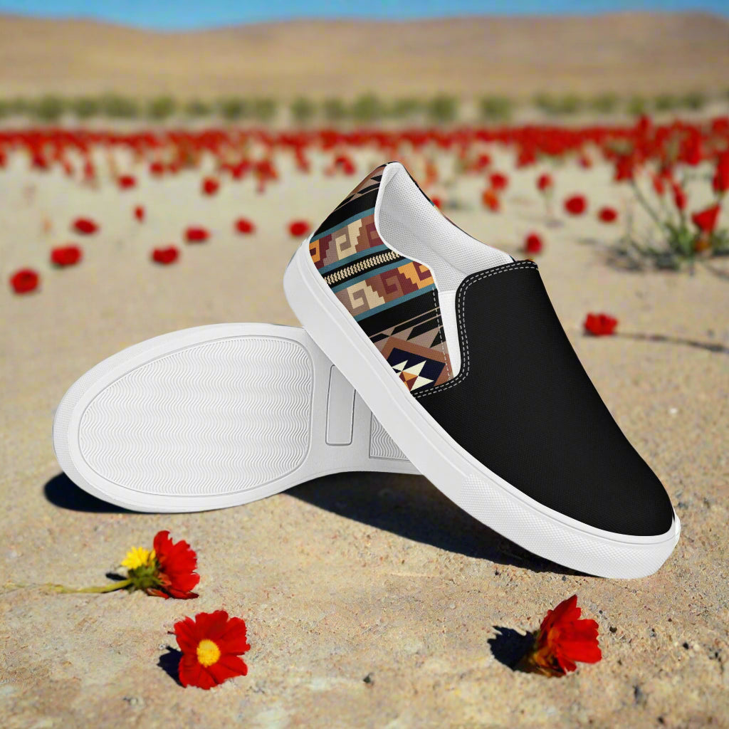 Southwest Print Women’s Custom Athletic Shoes Native American Geometric Pattern Two Tone