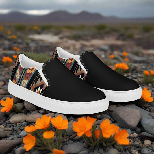 Southwest Print Women’s Custom Athletic Shoes Native American Geometric Pattern Two Tone