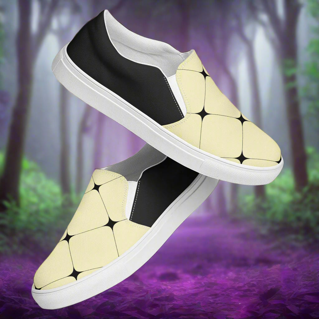 Yellow Diamond Halftone Slip-on Canvas Shoes with a stylish design and comfortable fit for everyday wear