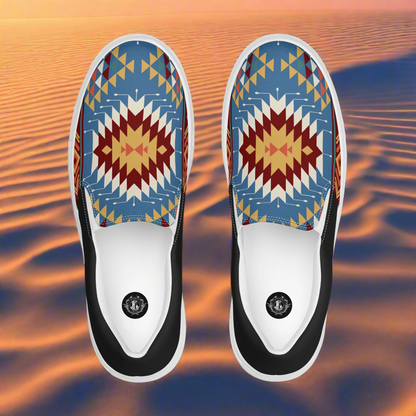 Women’s Southwest Print, Slip-on Canvas Shoes, Native American, Geometric Pattern, Veyo Halftone