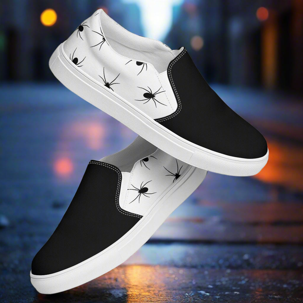 Black Spiders Two Tone Slip-On Canvas Shoes with Stylish Design for Casual Wear