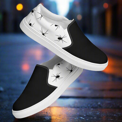 Black Spiders Two Tone Slip-On Canvas Shoes with Stylish Design for Casual Wear