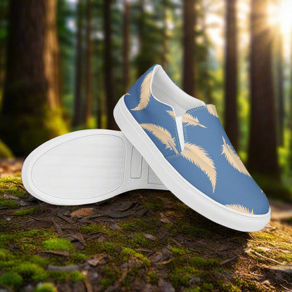 Blue Feather Slip-on Canvas Shoes featuring a stylish design suitable for casual outings