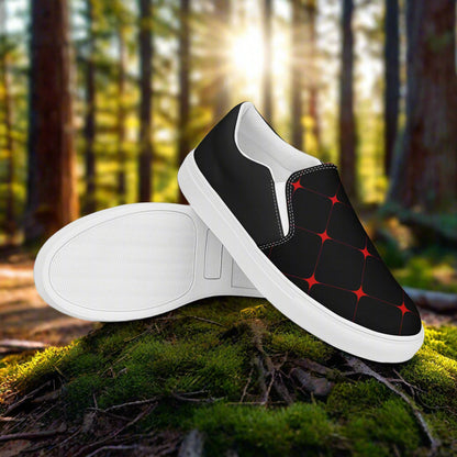 Crimson Diamond Halftone Slip-on Canvas Shoes with Stylish Design for Casual Wear
