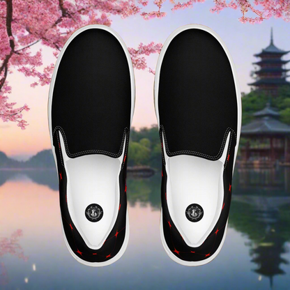 Crimson Diamond Two Tone Slip-on Canvas Shoes featuring a stylish black design perfect for casual wear
