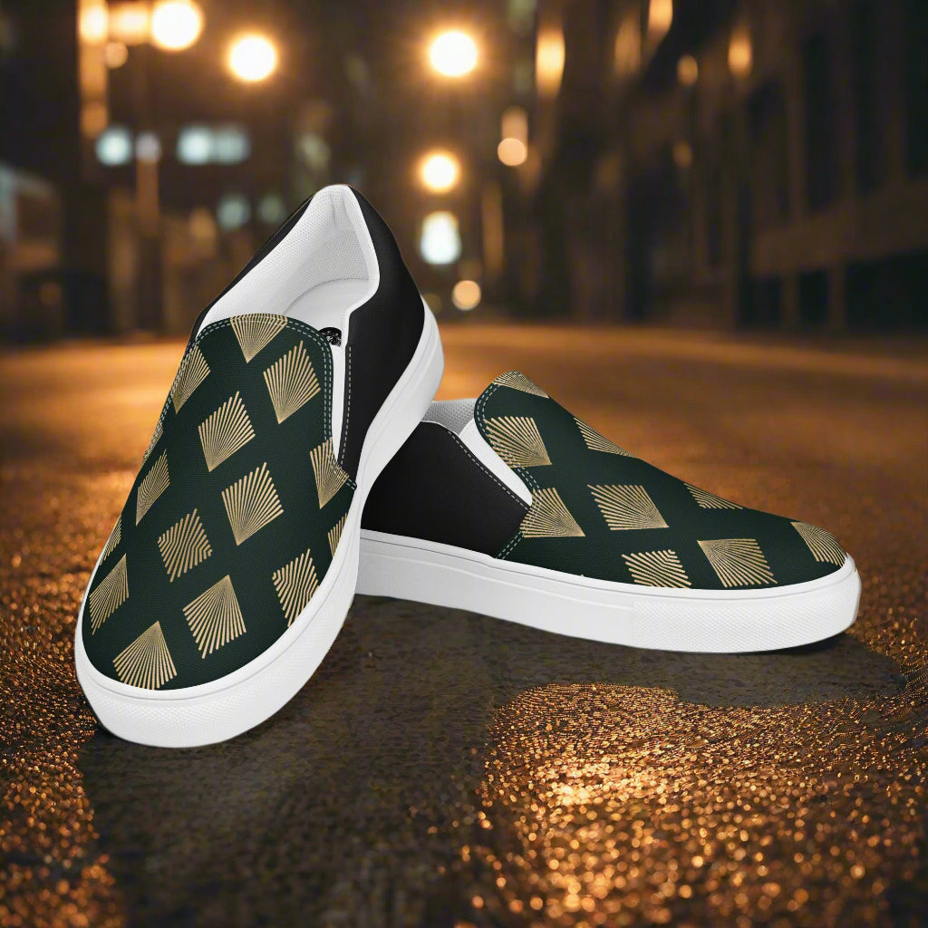 Deco Diamond Halftone Slip-on Canvas Shoes with modern pattern and comfortable fit