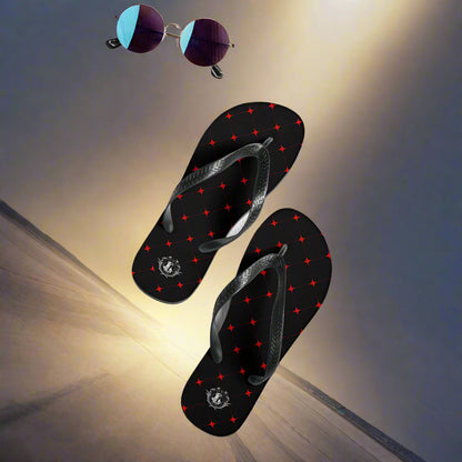 WildSage Market Designer Summer Footwear Flip Flops with Black and Red Pattern for Stylish Summer Days