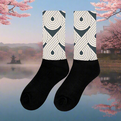 Stylish Dream Cloud designer socks featuring a unique pattern and black base for modern comfort
