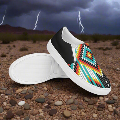 Slip-on Canvas Shoes Hotai Halftone with Colorful Pattern on Desert Landscape Background