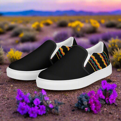 WildSage Market Slip-on Canvas Shoes Hualipai Two Tone with vibrant patterns and a sleek design