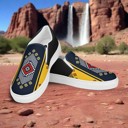 Southwest Print, Custom Slip-on Canvas Shoes, Native American Pattern, Kaibito Halftone
