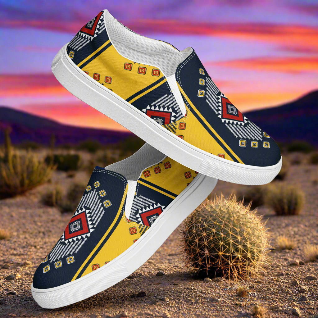 Kaibito Southwest Print Slip-on Canvas Shoes with vibrant patterns and comfortable fit for casual wear