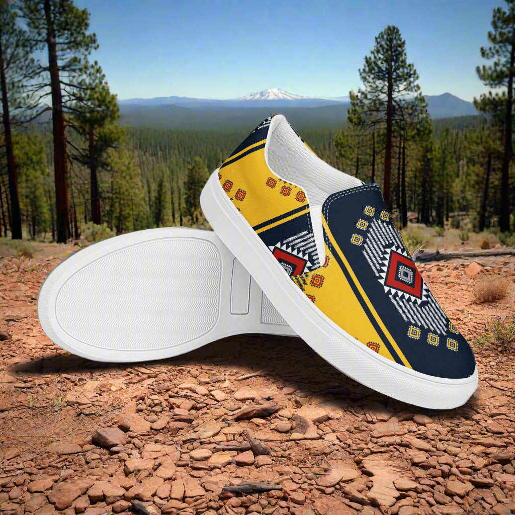 Kaibito Southwest Print Slip-on Canvas Shoes with vibrant colors and unique pattern for casual wear