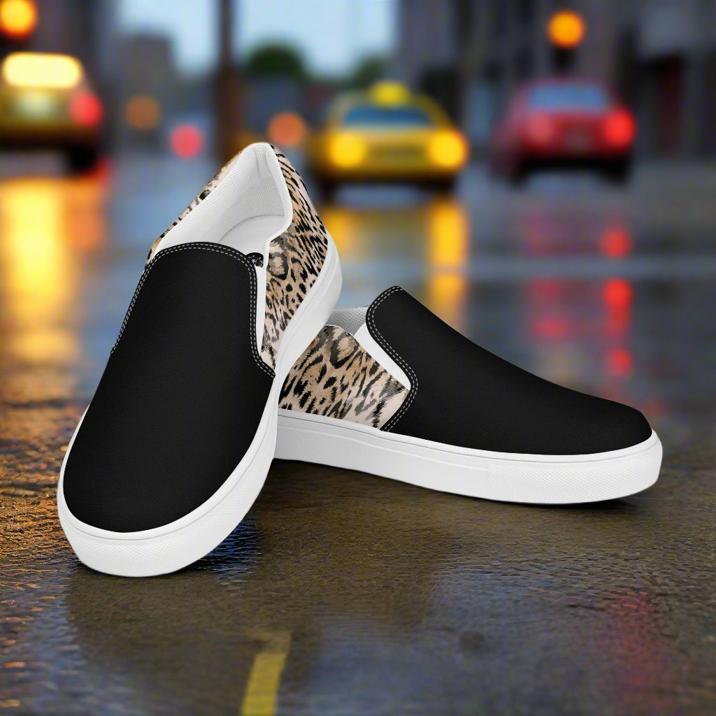 Leopard Two Tone Slip-on Canvas Shoes by WildSage Market for stylish casual wear