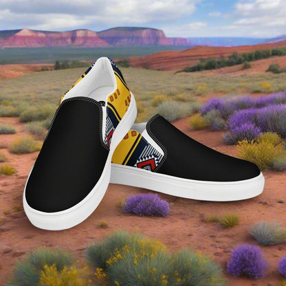 Men’s Southwest Print, Custom Slip-on Canvas Shoes, Native American Pattern Kaibito Two-Tone