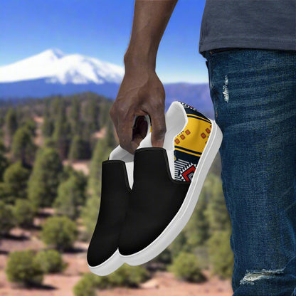 Men’s Southwest Print, Custom Slip-on Canvas Shoes, Native American Pattern Kaibito Two-Tone