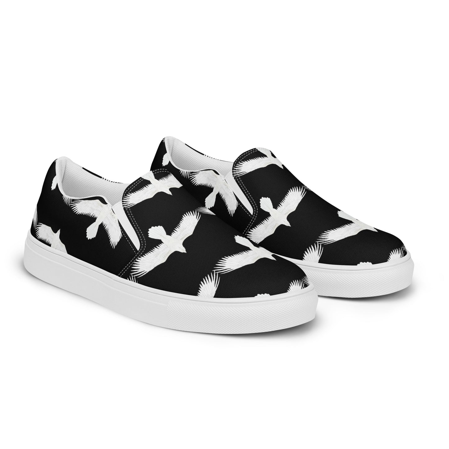 Eden Garden | Men’s Slip-on Canvas Shoes | Raven Pattern Black