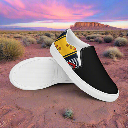 Men’s Southwest Print, Custom Slip-on Canvas Shoes, Native American Pattern Kaibito Two-Tone