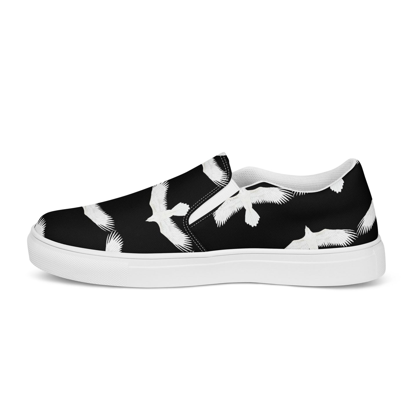 Eden Garden | Men’s Slip-on Canvas Shoes | Raven Pattern Black