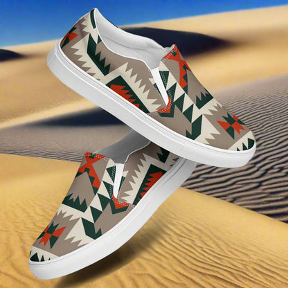 WildSage Market mens southwest slip-on canvas shoes Big Mesa with geometric desert patterns