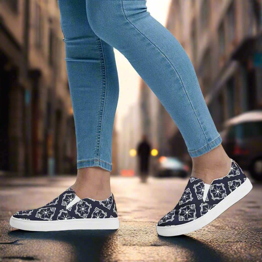 Moroccan Sun Slip-on Canvas Shoes featuring a trendy design for casual everyday wear