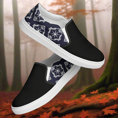 Moroccan Sun Two Tone Slip-on Canvas Shoes with Stylish Black and White Design for Comfortable Wear