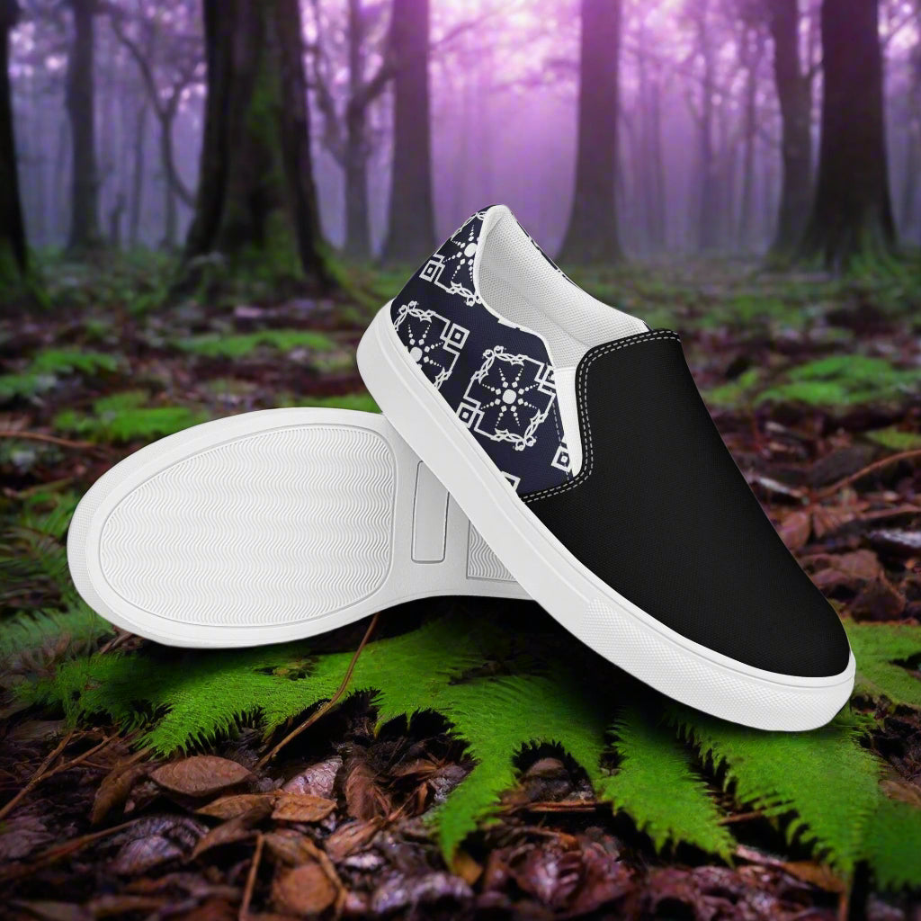 Moroccan Sun Two Tone Slip-on Canvas Shoes with a stylish black and white design for casual wear