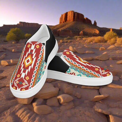 WildSage Market Nogales Halftone Slip-on Canvas Shoes with bold geometric patterns and a comfortable fit