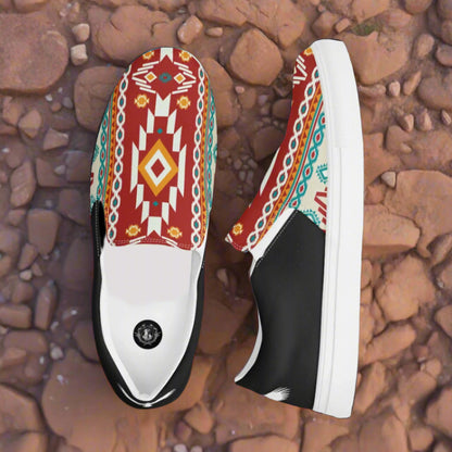 Nogales Halftone Slip-on Canvas Shoes with Colorful Tribal Patterns and Black Accents