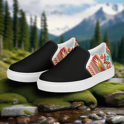 Nogales Two Tone Slip-on Canvas Shoes with Colorful Patterns and Black Accent for Casual Wear