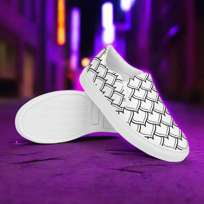 Ottomon Slip-on Canvas Shoes with a stylish black and white woven pattern for comfortable casual wear