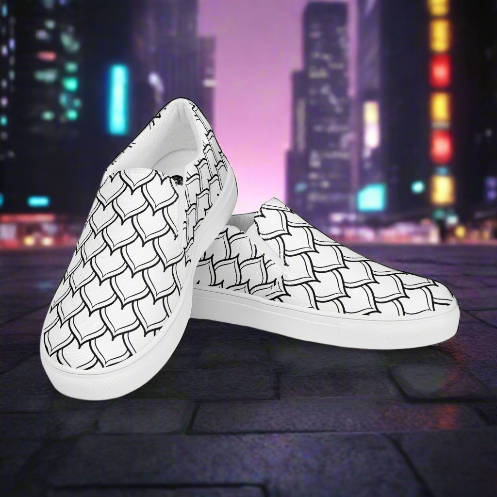 Ottomon Slip-on Canvas Shoes in Black and White with Stylish Woven Design for Casual Wear