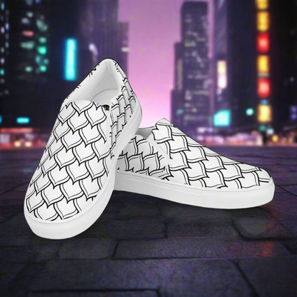 Ottomon Slip-on Canvas Shoes in Black and White with Stylish Woven Design for Casual Wear