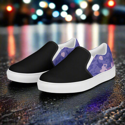 Purple Camo Two Tone Slip-On Canvas Shoes with Stylish Design for Comfortable Wear