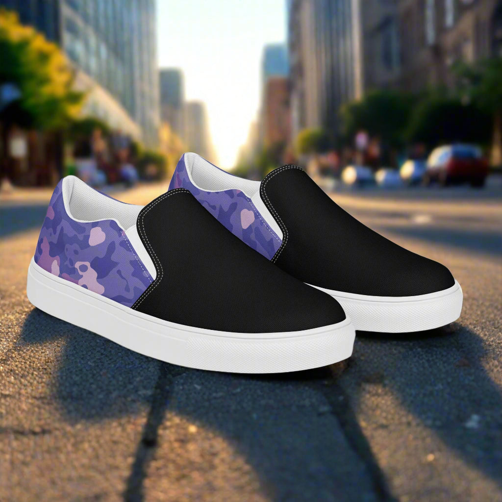 Purple Camo Two Tone Slip-On Canvas Shoes for Stylish Casual Wear