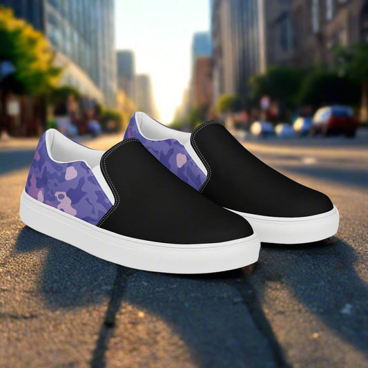 Purple Camo Two Tone Slip-On Canvas Shoes for Stylish Casual Wear