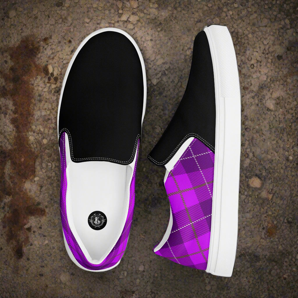 WildSage Market purple plaid Two Tone slip on shoes with black tops and white soles