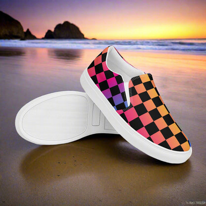 Rainbow Chex Slip-On Canvas Shoes with Colorful Pattern Ideal for Casual Wear