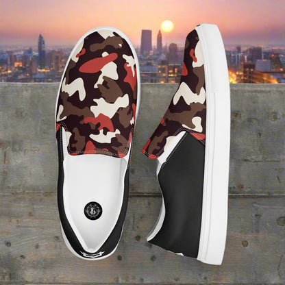 Red Camo Halftone Slip-on Canvas Shoes with Stylish Design for Comfortable Wear