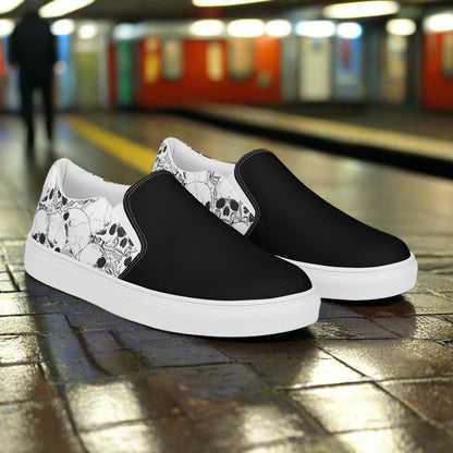 Skull Pile White Two Tone Slip-On Canvas Shoes perfect for casual wear and styling with comfort