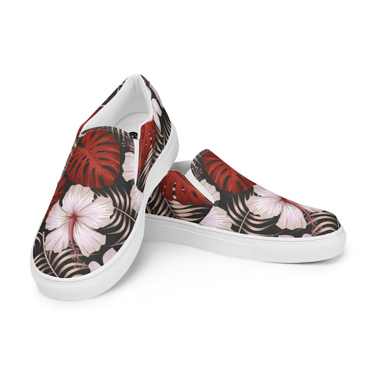 Stylish Slip-on Canvas Floral Print Shoes featuring vibrant tropical designs for comfortable wear
