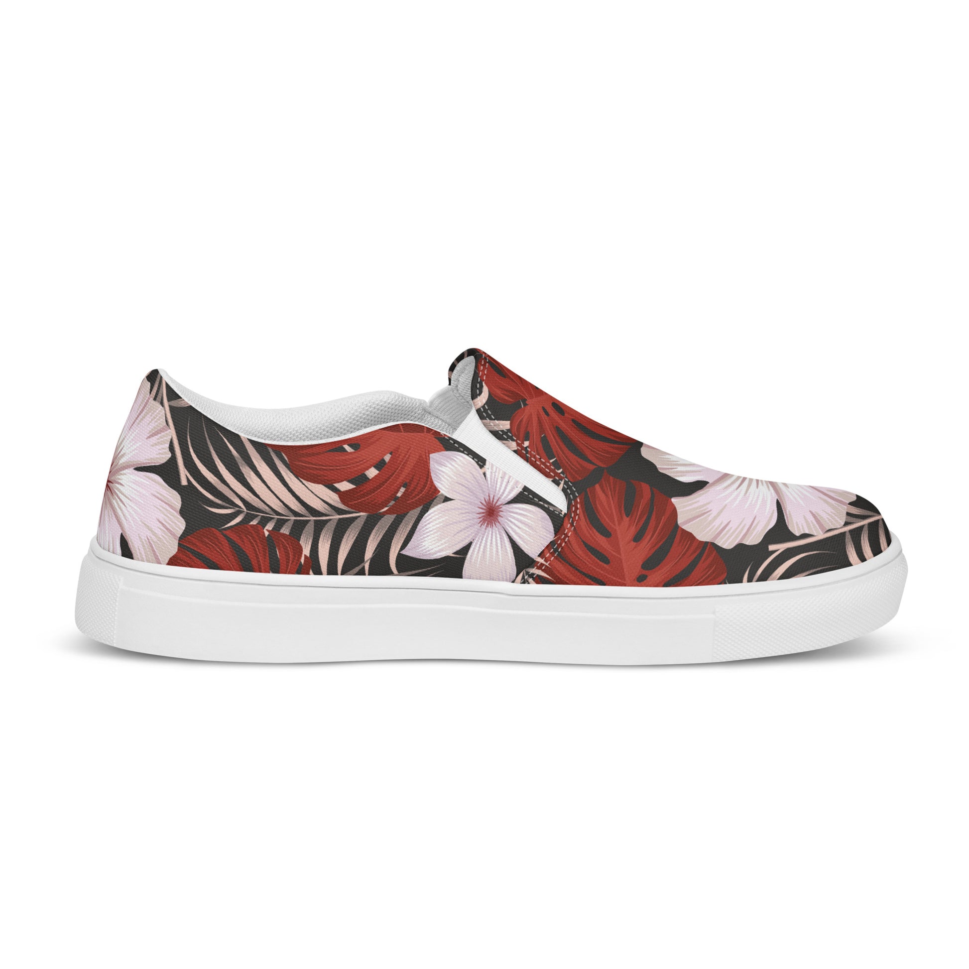 Slip-on Canvas Floral Print Shoes featuring a vibrant design with tropical leaves and flowers