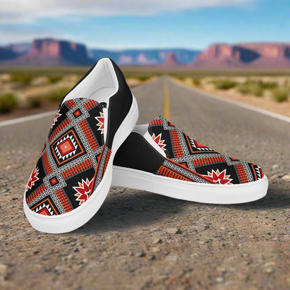 Slip-on Canvas Shoes Barbarosa Halftone featuring a vibrant geometric pattern on a black background
