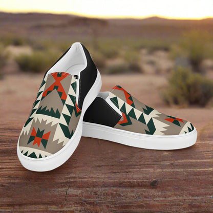 WildSage Market Slip-on Canvas Shoes Big Mesa Halftone with a vibrant geometric pattern for casual wear